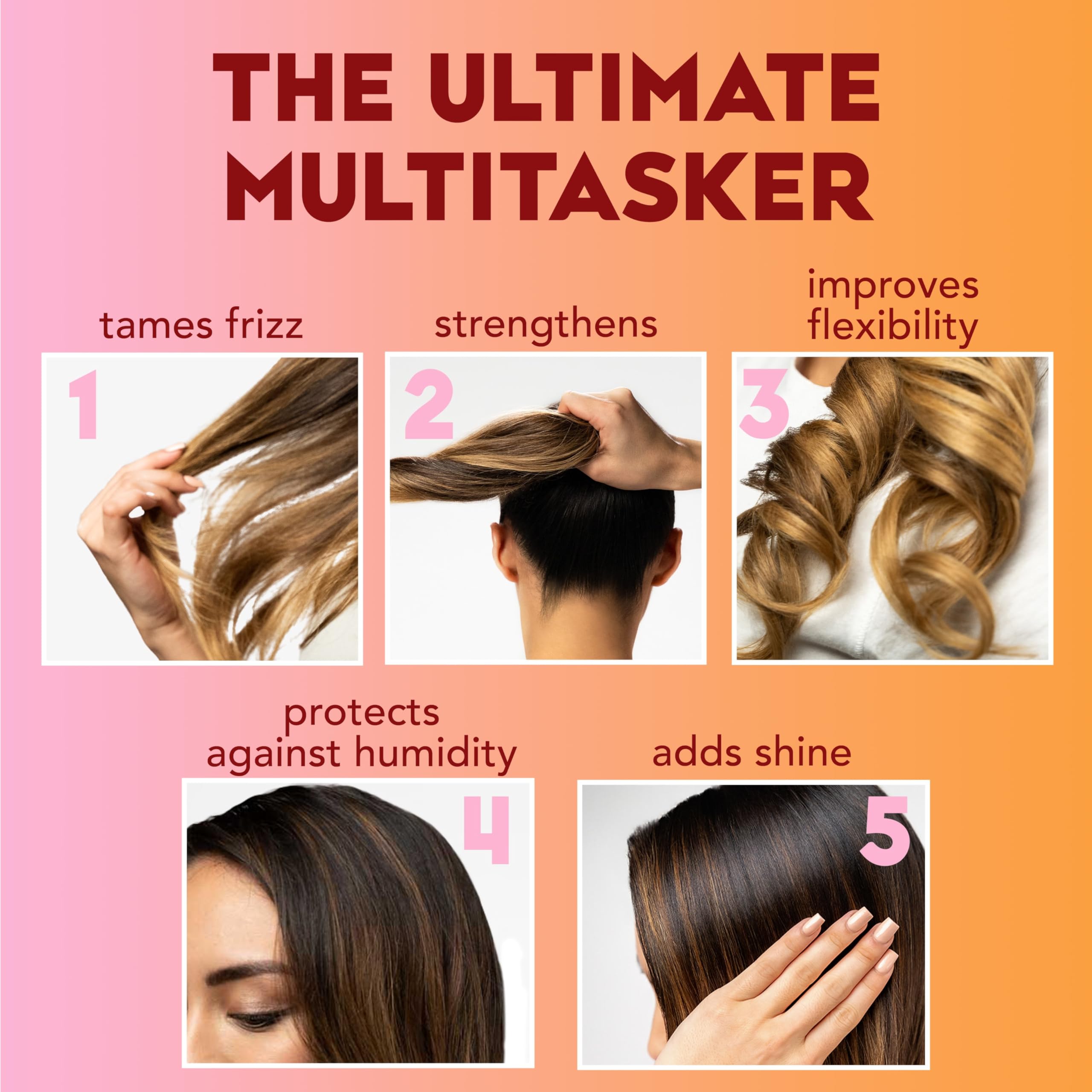 OGX Frizz-Free + Keratin Smoothing Oil Conditioner, 5 in 1, for Frizzy Hair, Shiny Hair, 13 Fl Oz